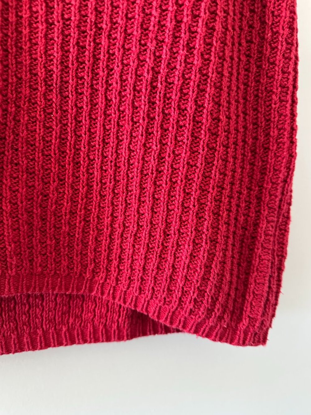 Vintage 90s Eddie Bauer Red Knit Linen Blend Sweater Vest Women's Size Medium - Picture 7 of 16